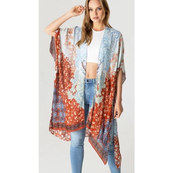 Altar'd State Multi Color Bohemian Midi Kimono OS - Picture 12 of 12